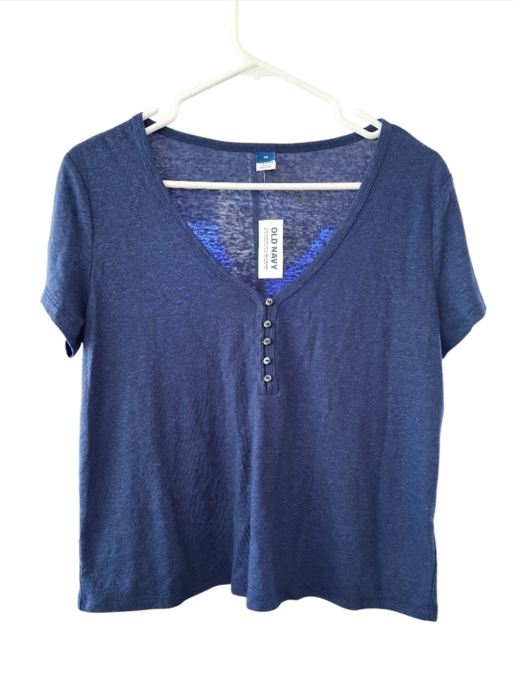 NWT Old Navy Lined-Blend V-Neck Henley Short Sleeve Tee - XS